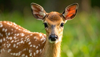 Close-up of a fawn in a field