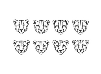 Stylized Cheetah Faces Vector Art Collection
