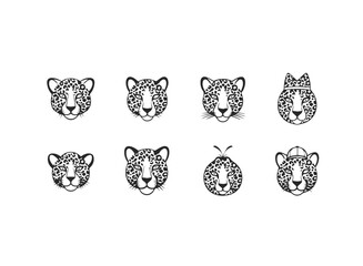 Collection of Stylized Leopard Faces with Accessories