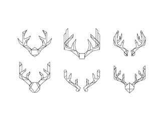 Geometric Deer Antlers Collection Vector Art