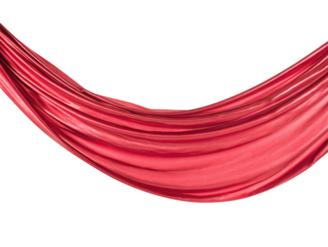 Red Fabric Draped in a Curve Keywords: red, fabric, cloth, textile, material isolated on a transparent background