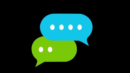 social media dialog and messaging icon . chat messages and reactions like thumbs up popping up, illustrating lively online communication and interaction flow black background .