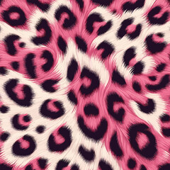 Pink leopard fur texture with striking pattern and animal style, perfect for fashion projects, fabric design, and artistic camouflage background.