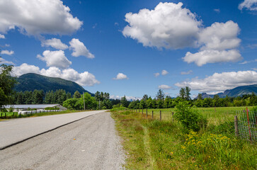 Spectacular view of Fraser Valley countryside around Mission, BC, Canada