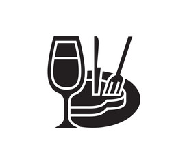 Elegant dining scene with wine glass, steak, knife, and fork, perfect for culinary promotions and restaurant branding