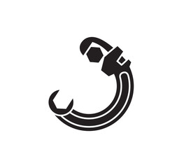 Dynamic wrench icon symbolizing repair, construction, and mechanical solutions for industry and DIY projects