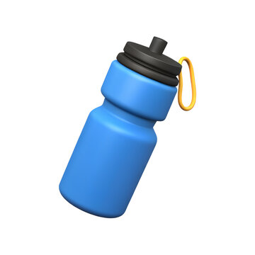 Sports water bottle 3d illustration symbolizing hydration, gym, and fitness activity.