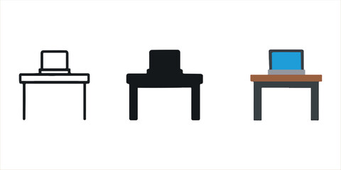 Set of chairs and table furniture in an empty business office room interior design