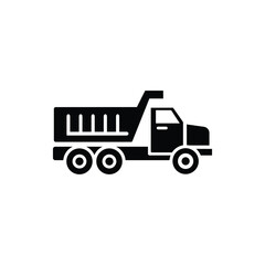 Black Dump Truck Icon, Heavy Machinery, Vehicle with Transparent Background