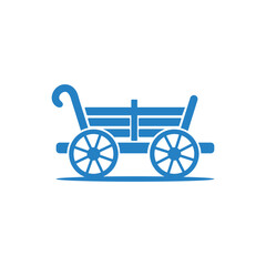 Blue Historical Cart with Transparent Background for Designs and