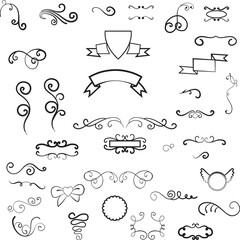 Set of vintage calligraphic design elements and page decoration with vector swirl and floral ornament frames