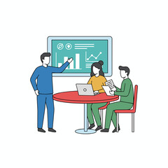 Discover our flat‑design web template featuring a welcoming group of smiling colleagues and friends in a startup setting, rendered as a flat vector illustration