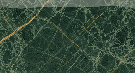 Elegant Dark Green Marble Surface with Golden Veins Texture Abstract Background