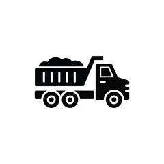Silhouette Dump Truck Filled with Soil, Transporting Material on Transparent Background