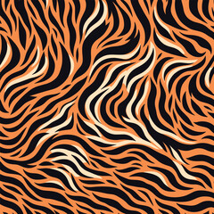 Wild tiger skin vectand illustration featuring striped animal fur texture background, perfect fand wallpaper murals, fabric prints, tiles, and artistic surfaces.