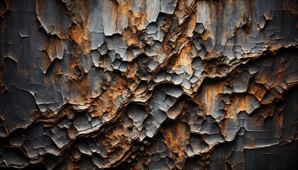Corroded cracked steel surface with peeling texture