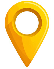 Bright gold location marker, stylized, with a dark circle inside, on a black background