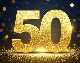 Gold glitter anniversary number fifty