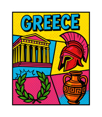 Pop Art Style Greece Travel Poster