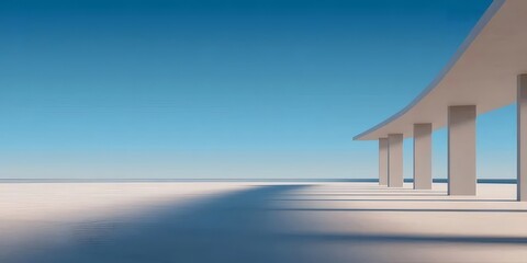 白のミニマリスト建築 ブリッジ ブルー スカイの背景に