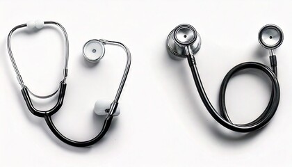 Essential Medical Tools Two Stethoscopes Symbolizing Healthcare, Diagnosis, and Professional Medical Practice on a Clean White Background for Health and Wellness Concepts