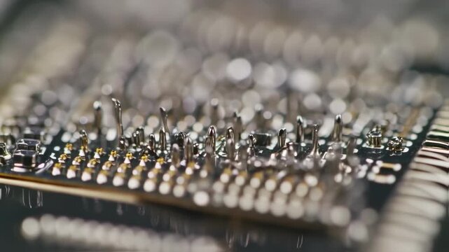 Close up shot of a circuit board with many tiny components.