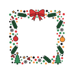 Festive Square Frame Border with Christmas Ornaments