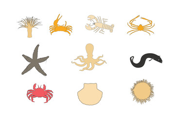 set of sea animals