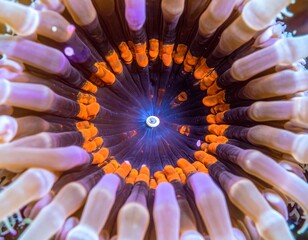 Close-up view of an anemone's intricate structure