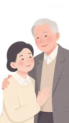 愛と幸福を抱き合う老夫婦
