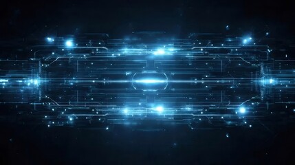 青い背景に光る抽象的な技術回路基板のレイアウト