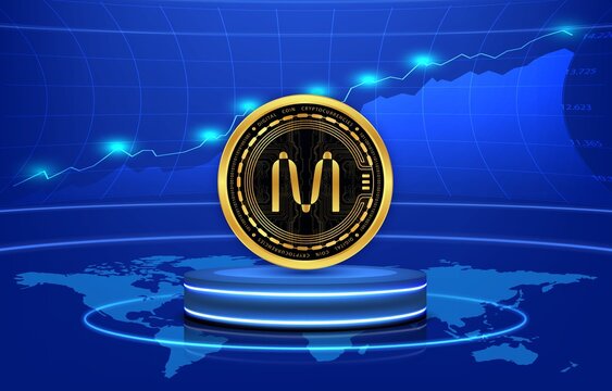 an image of the mina coin virtual currency on a digital background. 3d illustrations.