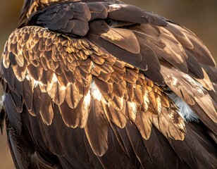 Close-up view of an eagle's intricate plumage