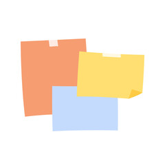 Colorful sticky memo note paper. Organizer, reminder, message concepts. Flat decorative vector design isolated illustration.