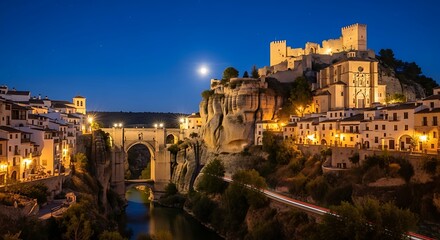Spanish Town at Night.