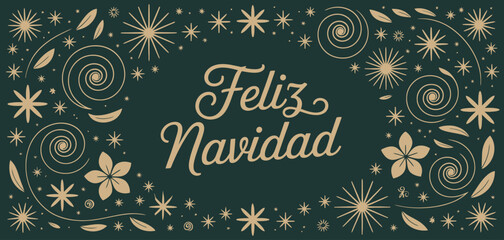 This delightful image features a whimsical holiday design with festive spirals and flowers surrounding a joyful 'Feliz Navidad' inscription, perfect for cards or decorations.