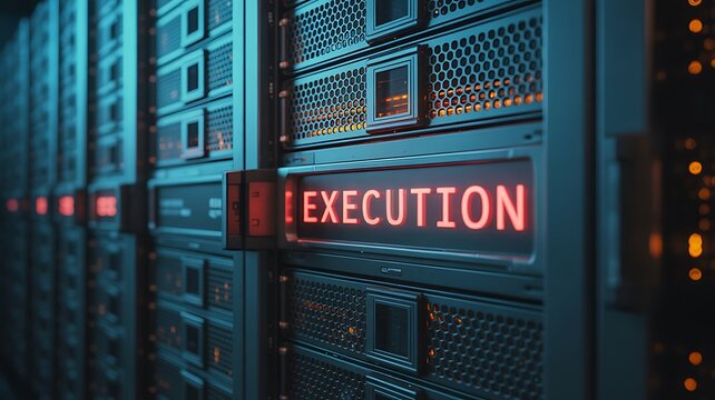 Server Room with "EXECUTION" Display
