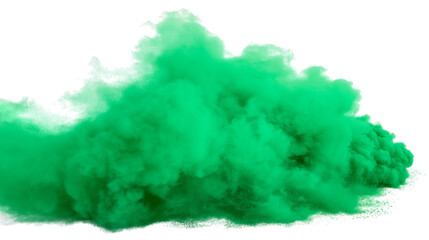Fototapeta premium abstract green fluffy cloud mist fog smoke curling isolated on white background