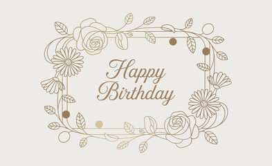 This image features a sophisticated floral frame with elegant roses and leaves, perfectly conveying a warm birthday greeting in a stylish design suitable for cards.