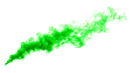 abstract neon green fluffy cloud mist fog smoke curling isolated on white background