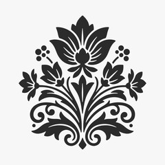 The flat design concept for the Vintage floral ornament.