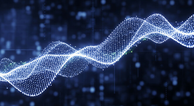 Abstract Digital Data Sine Wave and Sound Frequency.