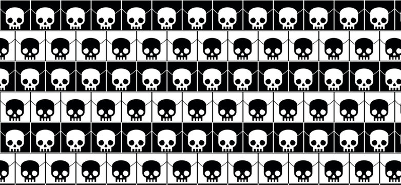 Patrones de cr&aacute;neos escalofriantes sin fisuras para Halloween, perfecto para papel de regalos. 