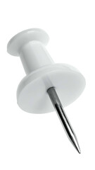Close-up of a white push pin on black background