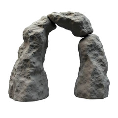 Rock arch with a hole in the middle isolated on transparent background