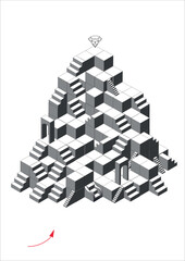 Komplexes Labyrinth Puzzle-Spiel, 3D Labyrinth N.2, No way.  3D Puzzle. EPS 10, Vektor Grafik 