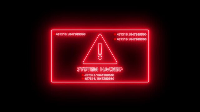 System hack security breach computer hacking warning message hacked alert blackmailing virus countdown until deletion ,concept of computer security, warning, hacking computer tech screen. 4K video