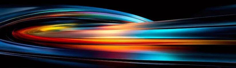 抽象的なライトトレイルの背景 黒い背景にマルチカラー