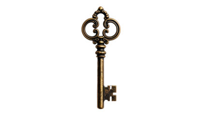 Ornate antique key on black background