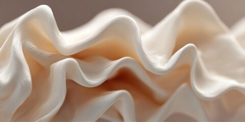 Obraz premium Flowing cream wavy fabric textile creating abstract texture